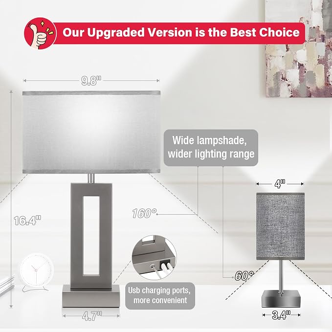 Seealle Bedroom Table Lamps Set of 2 - Image 3