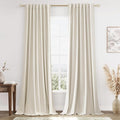 100% Blackout Linen Curtains 112 Inch Wide by 52 Inch 2 Panels Set by Guken