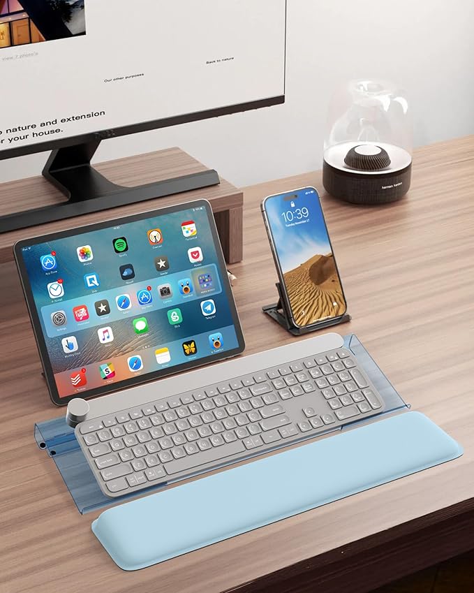 Laborio Computer Keyboard Stand for Desktop, Ergonomic Keyboard Wrist Rest 2-Level Height Adjustment, Non-Slip Key Board Riser Pad for Office, Gaming, and Home Desks