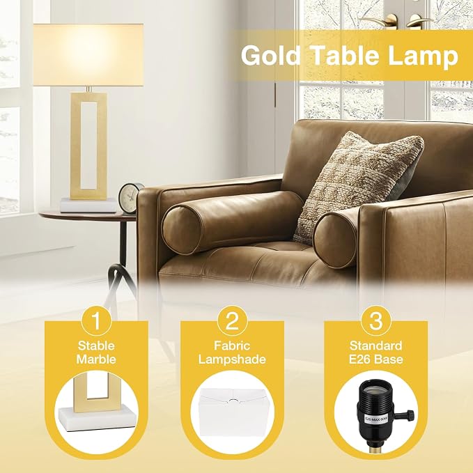 Seealle 22" Tall Bedroom Lamps for Living Room - Image 3