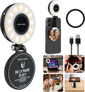 PrielPaek 3-in-1 Magnetic Beauty Selfie Light for Phones, with 2.4" Mirror Magnetic Selfie Light, Adjusted 3 Modes, Rechargeable Fill Light for Selfies, for Photography,Makeup,Vlog,TikTok,Video(Black)