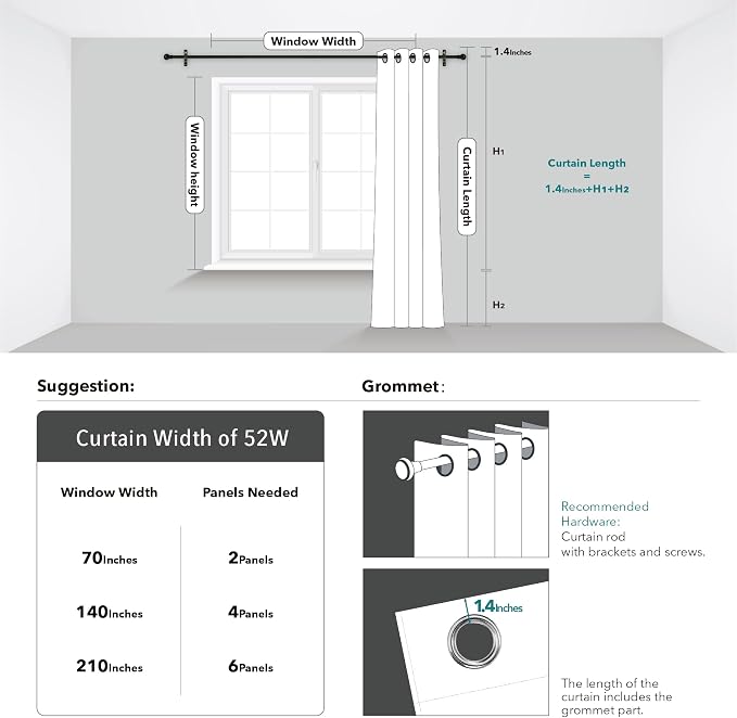 Deconovo Curtains for Living Room, Pattern Blackout Curtains 108 Inch Long | - Image 9