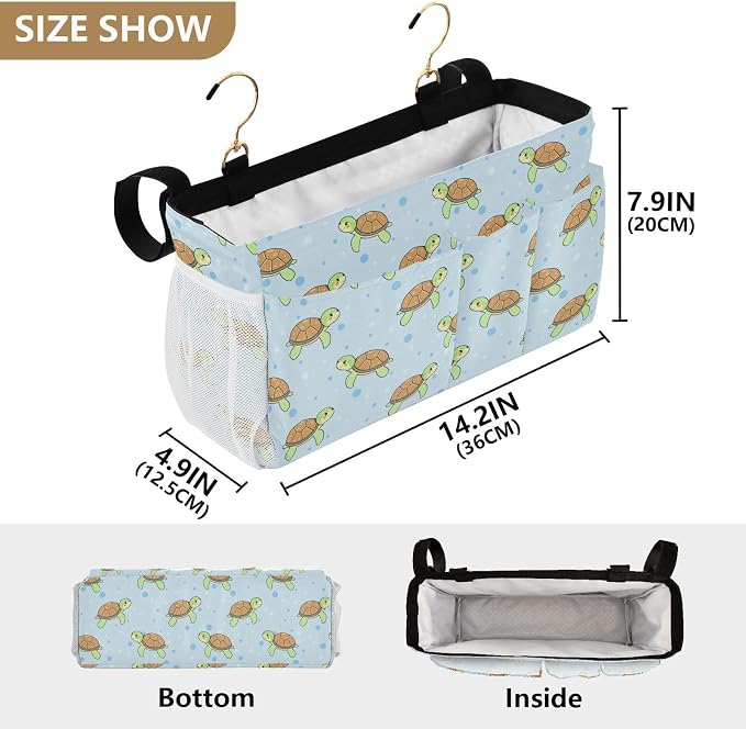 Cartoon Turtles tag8 Bedside Caddy Storage Bag Bedside Organizer - Image 4