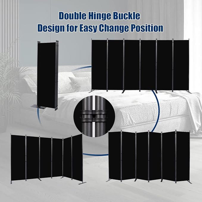 Room Divider 6 Panel-132''Wide, 6FT Room Dividers and Folding Privacy Screen | - Image 5