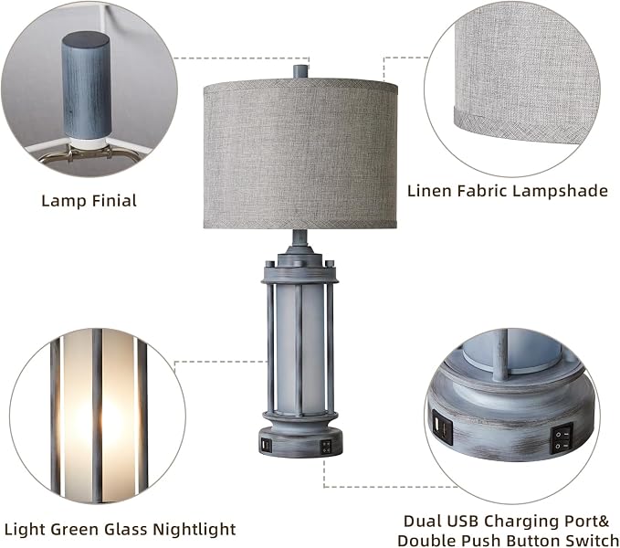 AIEAMPDO Set of 2 Rustic Table Lamps - Image 7