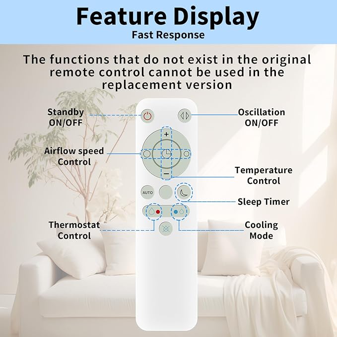 LUNAOAO Upgrade Glowing Remote Control Replacement No Setup Compatible with Fan AM06 AM07 AM08 with Magnetic