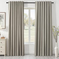 Topfinel 90 Inches Linen Curtains 100% Blackout Curtain by Topfinel