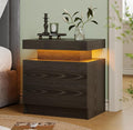 Modern Black LED Nightstand for Bedroom Bedside Table by Unknown