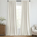 MIULEE 100% Blackout Back Tab Pleat Linen Curtains 50" Wx72 L, Ivory | 2 Panels by MIULEE