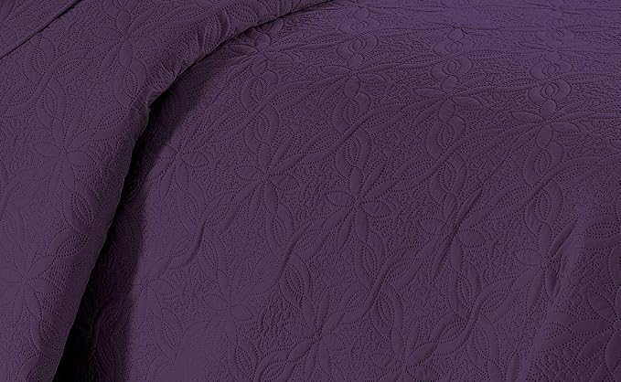 Fancy Linen 3pc Embossed Coverlet Bedspread Set Oversized Bed Cover Solid - Image 2