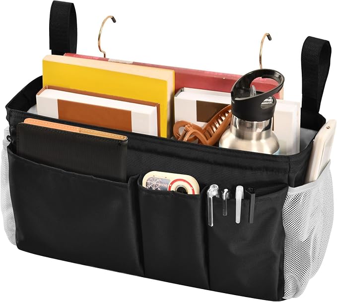 DOMIKING Black Bedside Caddy for Dorm Bed Recliner Armrest Organizer - Image 3