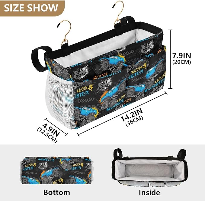 Monster Truck tag8 Bedside Caddy Storage Bag Bedside Organizer - Image 4