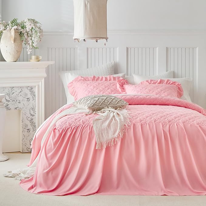 Ruffle Skirt Bedspread Set Flower Style - Image 2
