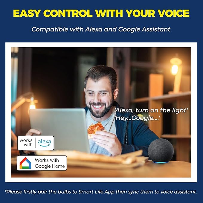 Lightinginside E12 Smart Light Bulbs 60W Equiv., Work with Alexa/Google Home/Smart Life, 500LM 6W RGBCW Candle Candelabra LED Light Bulbs, No Hub Required, 2.4G WiFi Bluetooth Bulb, ETL Listed, 4PCS