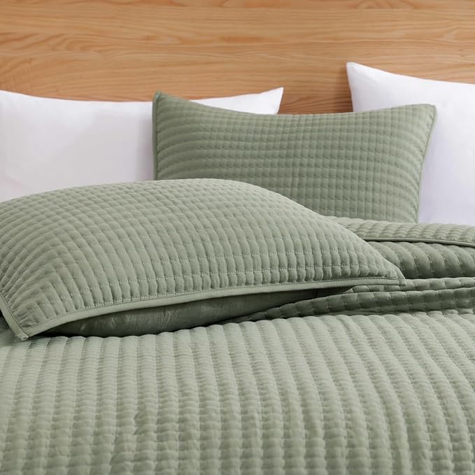 Queen Quilt-Lightweight Bedspreads Sage Green Queen Size Quilt Bedding Set | - Image 6