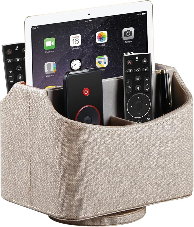 YAPISHI Gold flower pattern Leather Remote Control Holder, 360 Degree Spinning by YAPISHI