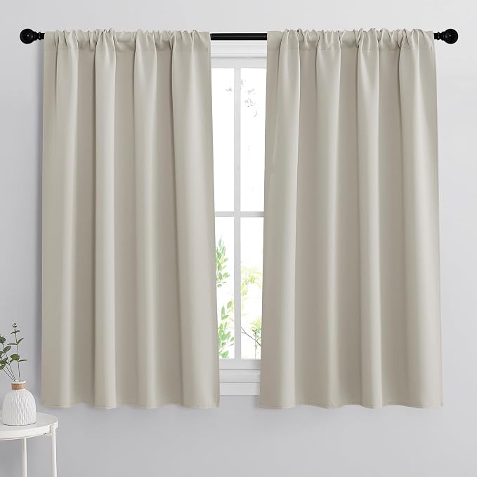 RYB HOME Short Curtains for Bedroom, Room Darkening, Rod Pocket | Thermal by RYBHOME
