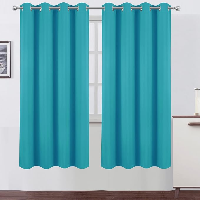 100% Blackout Curtains 52 x 72 Inch/Teal Curtains 2 Panels - Image 2