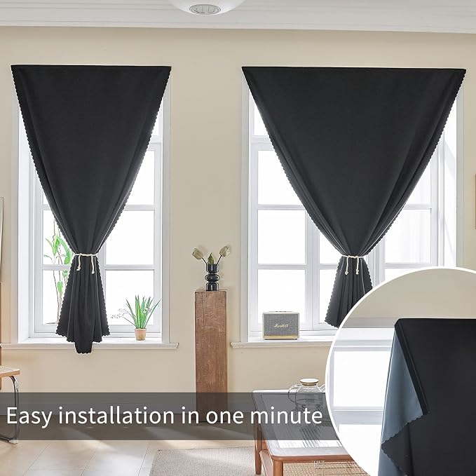 AJAZZ 100% Blackout Stick Curtain Portable Black Out Curtains Adhesive Curtains - Image 7