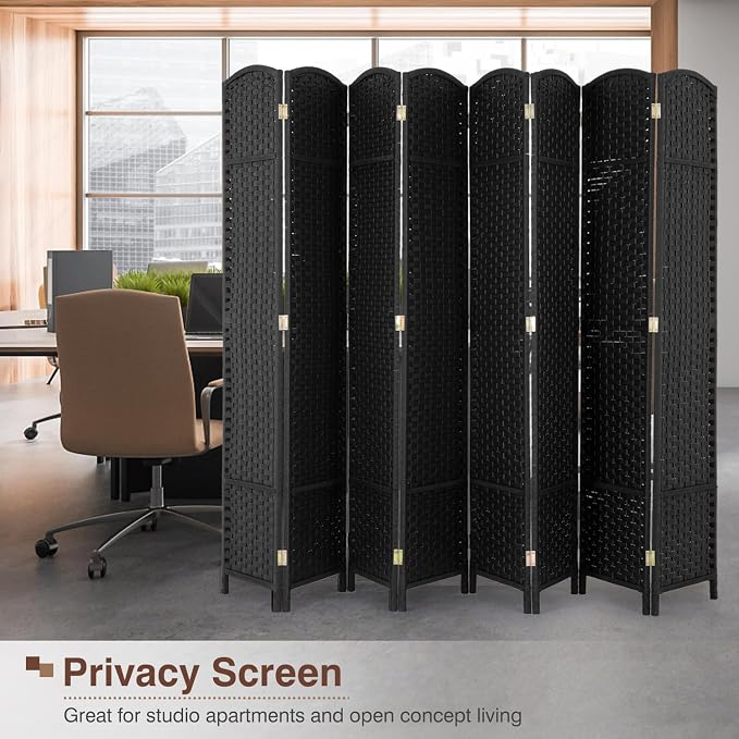 Room Divider 8 Panel 5.6 FT Tall Privacy Screen Waterproof Wood Frame Partition - Image 6