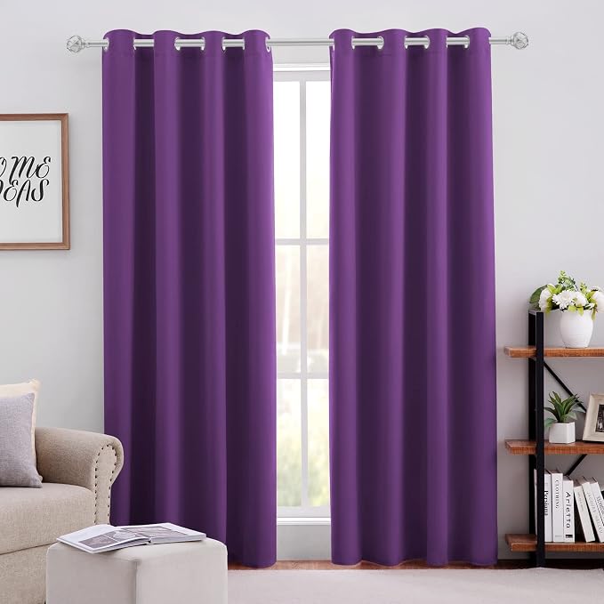HOMEIDEAS Purple Blackout Curtains 52 X 96 Inch Set of 2 Panels Room Darkening by HOMEIDEAS