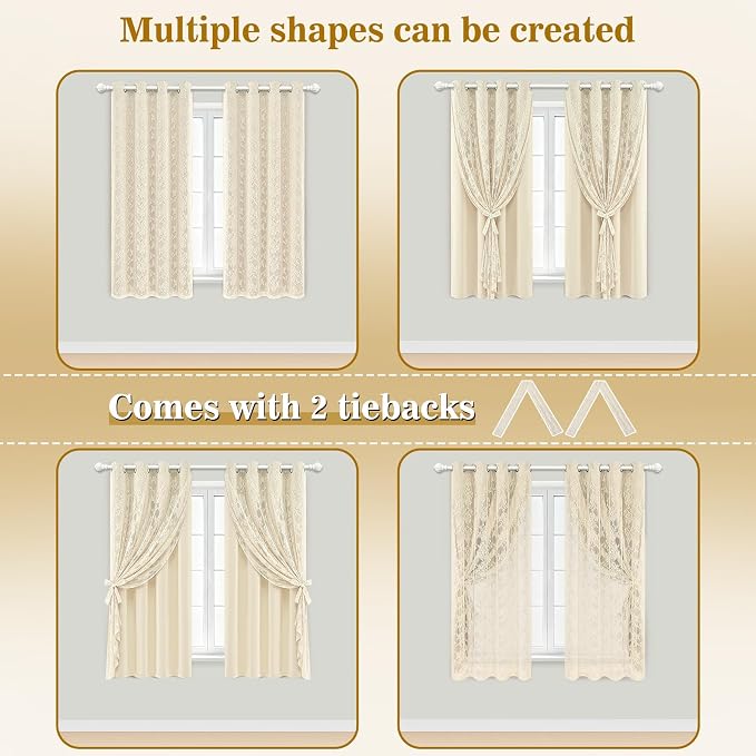 Yinhua Beige Blackout Curtains Double Layer Curtains - Image 5