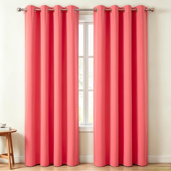 Diraysid Coral Grommet Blackout Curtains by Diraysid%2C+refresh+your+life