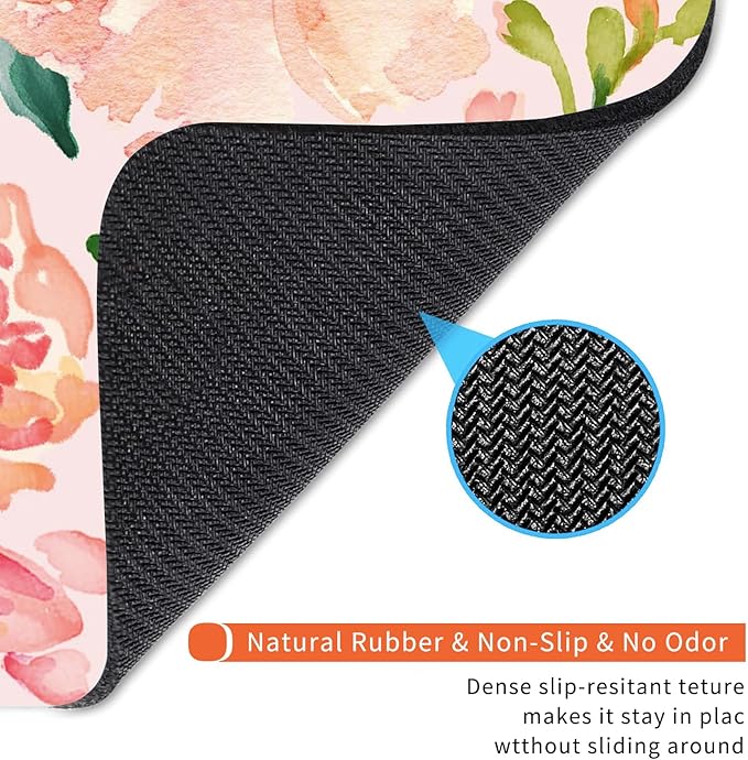 Armanza Square Mouse Pad Pink Watercolor Flower, Personalized Premium-Textured Custom Mouse Mat Design, Washable Mousepad Cloth, Non-Slip Rubber Base Computer Mouse Pads for Wireless Mouse