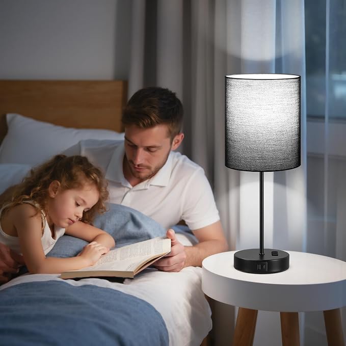 17.6" Black Touch Lamps for Bedroom Set of 2 - Image 6