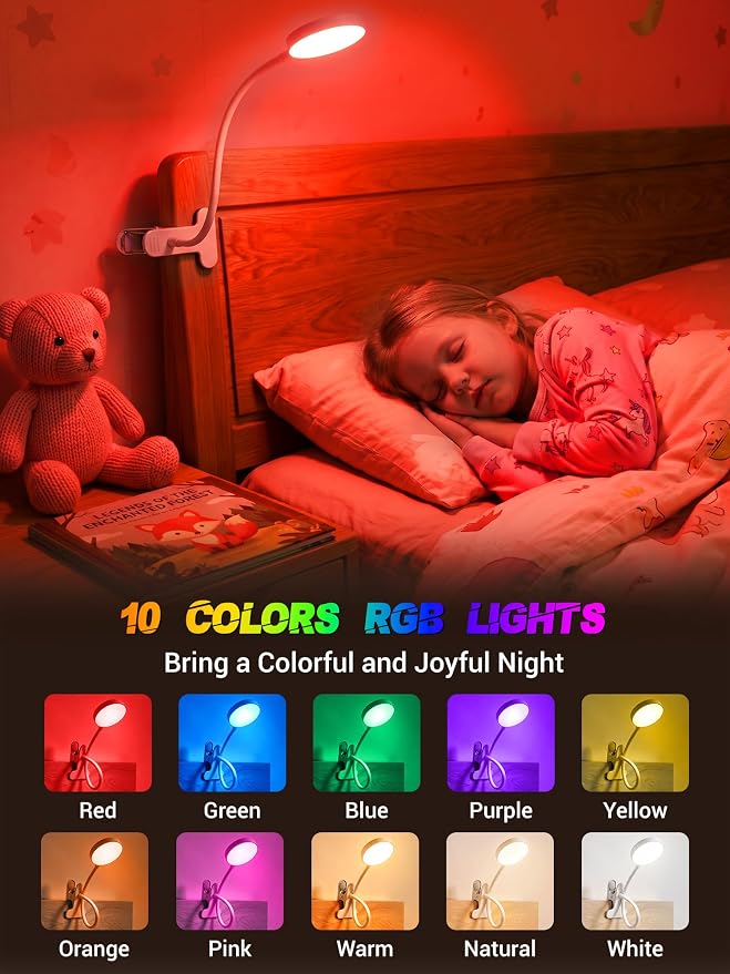 Clip on Light, 10 Colors RGB Desk Lamp - Image 3