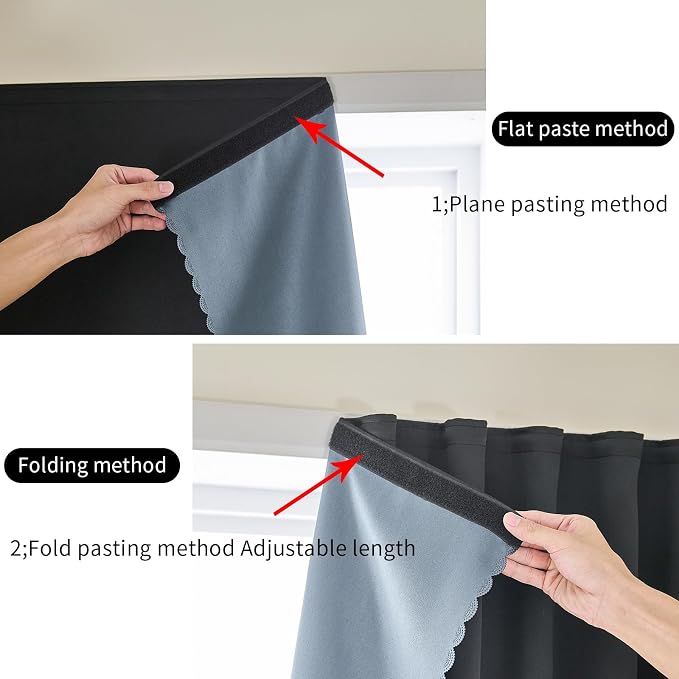 AJAZZ 100% Window Blinds Blackout Portable Black Out Curtains Adhesive Curtains - Image 5