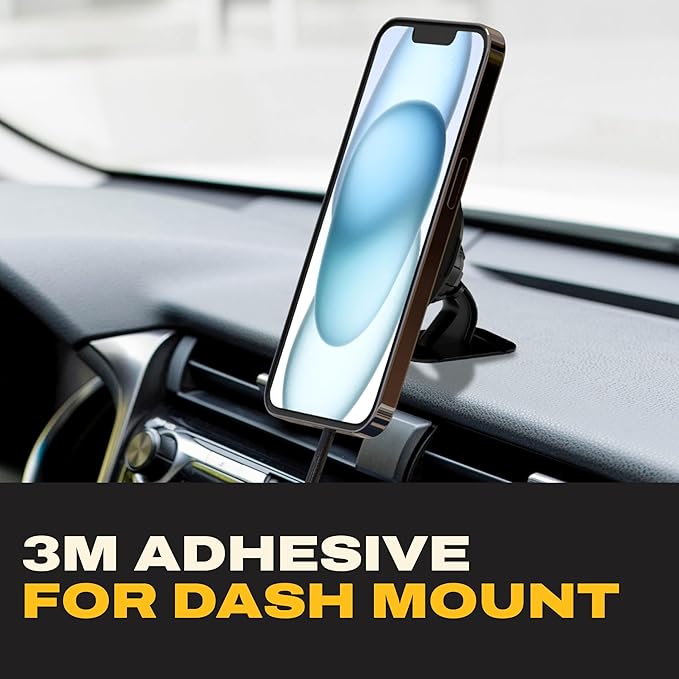 DEWALT Magnetic Phone Holder for Car Kit, Heavy Duty Wireless Charger, Vent Mount, Dash Mount, Charging Mounted Holders Cell Phone Holders for Your Car Accessories for Women Men for iPhone 17 16 15 14