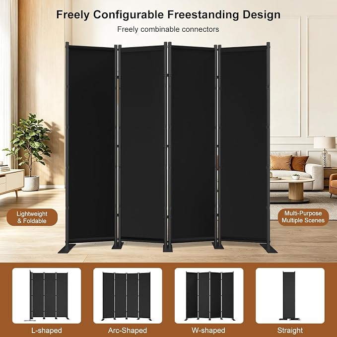 4 Panel Room Divider, 6FT Freestanding Folding Privacy Screen, Room Divider - Image 6