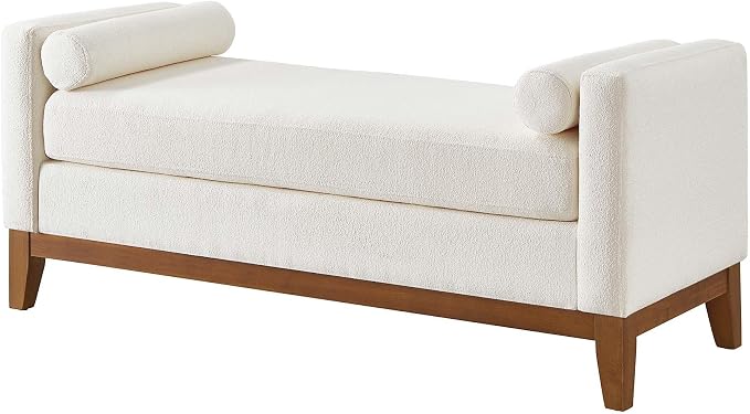 51” Bed Ottoman Bench for Bedroom, Boucle Upholstered End of The Bed Bench - Image 4