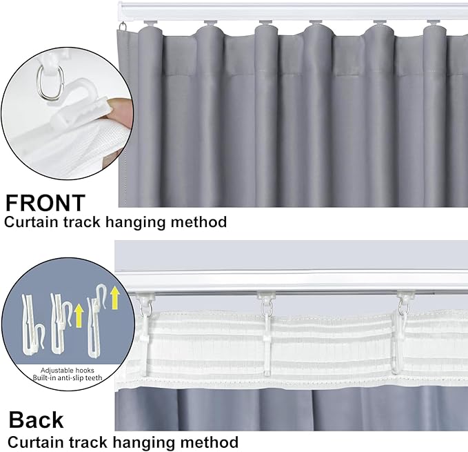 Room Divider Blackout Curtain Track Curtains Wall Dividers Panels Screen for Living Rooms Bedroom Office Privacy Partition Separation, W100 × L108 Inch,1 Panel, Light Grey
