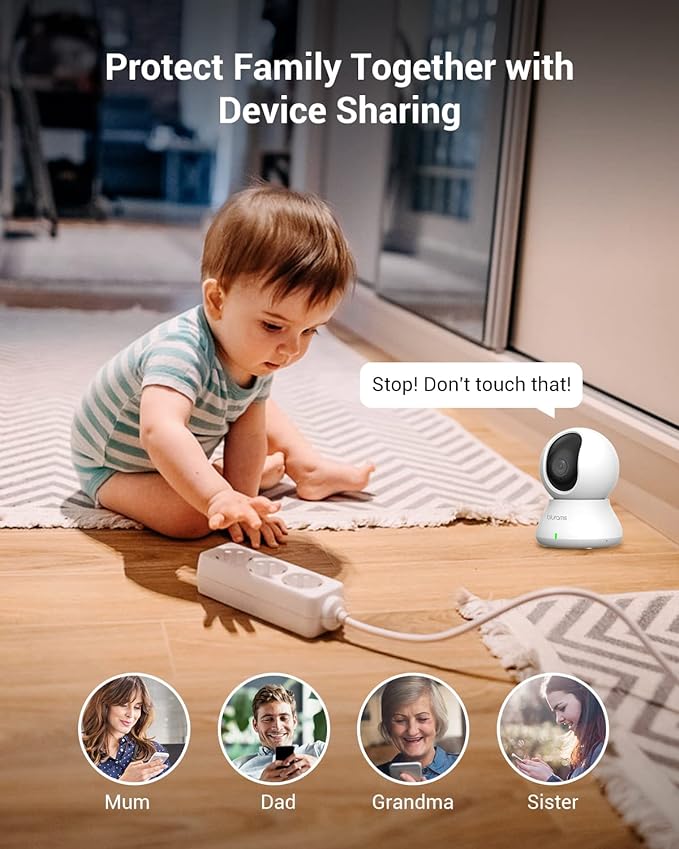 blurams Security Camera 2K, Baby Monitor Dog Camera 360-degree for Home Security (White-2Pack)