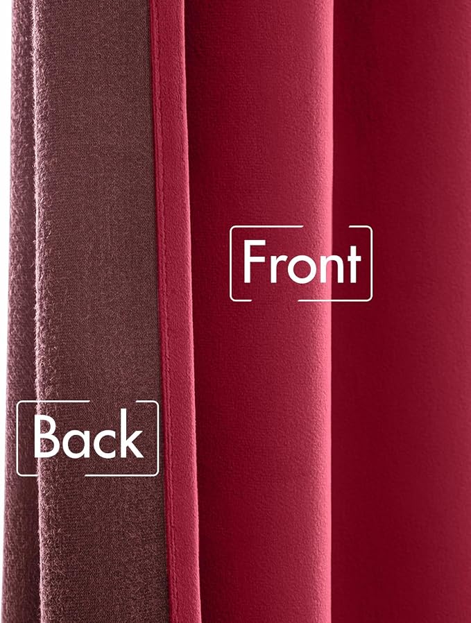 MIULEE Hot Pink Velvet Pinch Pleat Blackout Curtains W52 X L84 Inches | 2 Panels - Image 7