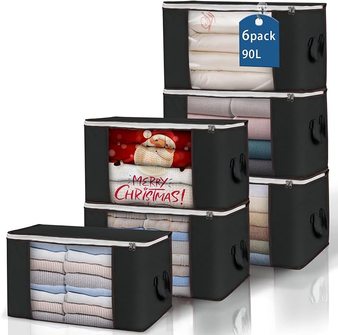 90L Large Storage Bags, 6 Pack Clothes Storage Bins Closet Organizers | by BuddingJoy-BuildaJoyfulLifeforYou