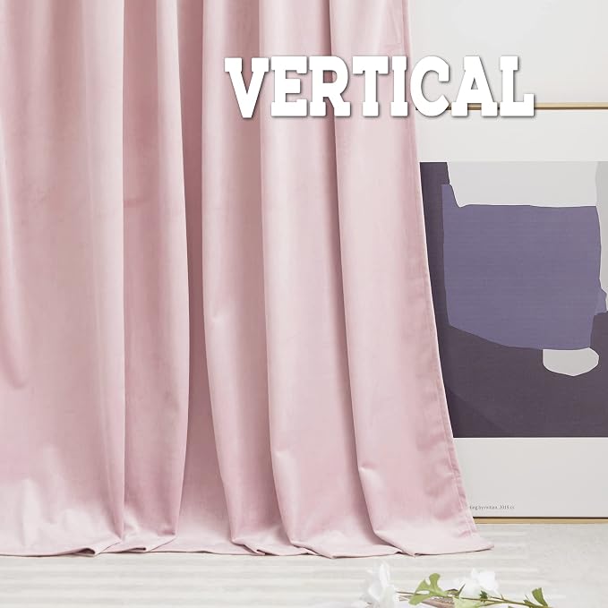 RYB HOME Pink Velvet Curtains 108 inches- Blackout Curtains - Image 4