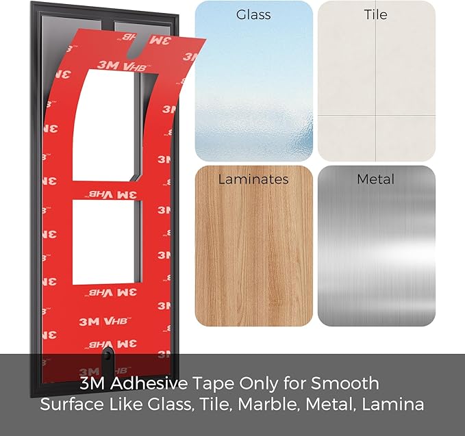 No-Drill Adhesive Mount Ring Video Doorbell Wired 5AT3T5 Apartment Rental Strong Tape Damage-Free Install Outdoor Brick Wall Metal Door Holder Bracket