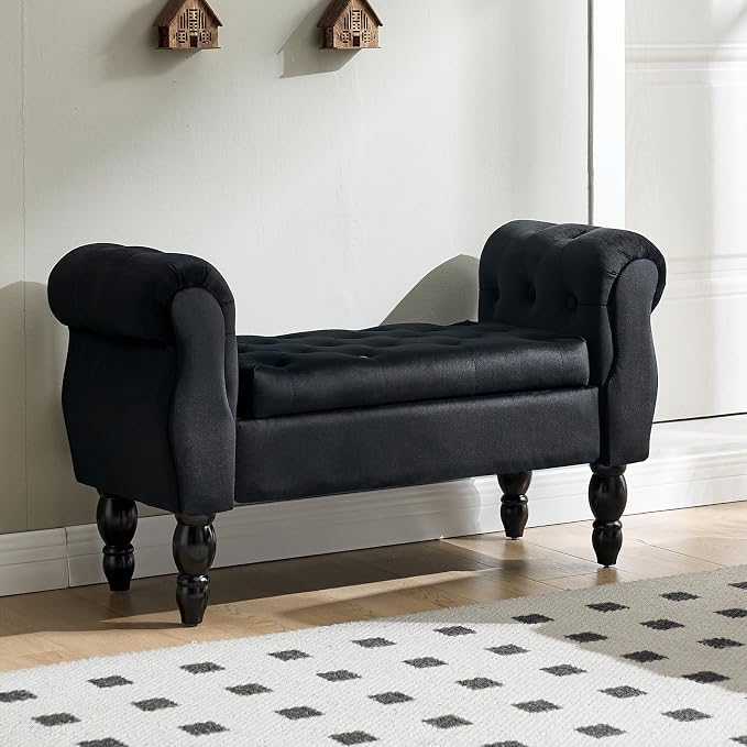 Storage Bench for End of Bed Bedroom, 39.7" Modern Ottoman Bench - Image 9