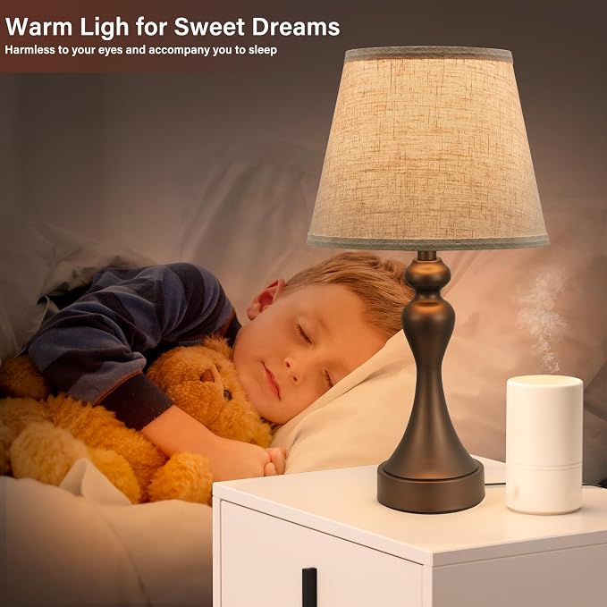Touch Lamps for Nightstand, 3 Way Dimmable Bedside Lamps - Image 2