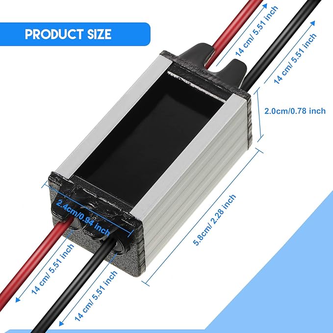 2 Pcs Dc 24v to 12v 2a 24w Step Converter Voltage Reducer Regulator Down Waterproof Dc 24v to 12v Buck Boost Converter for Golf Cart,Accept Dc15-40v Inputs(2 Pieces)