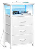 Fixwal Night Stand with 3 Drawers, built-in bedside charger, 2 AC outlets & 2 by Fixwal