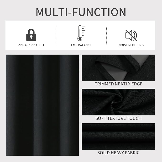 Joydeco Blackout Curtains 96 Inches Long 2 Panels Burg, Room Darkening Curtains - Image 4