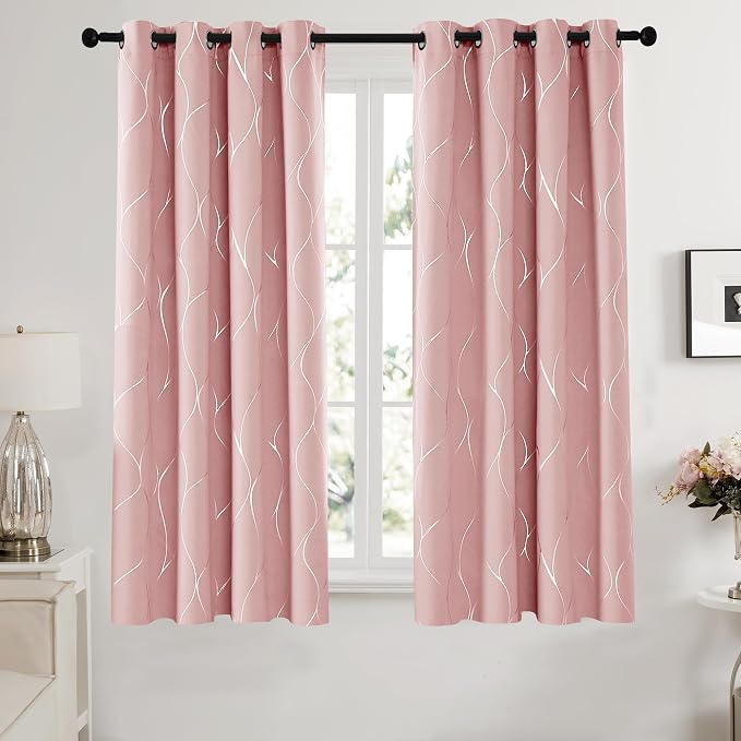 Deconovo Curtains for Living Room, Pattern Blackout Curtains 63 Inches Long | - Image 2