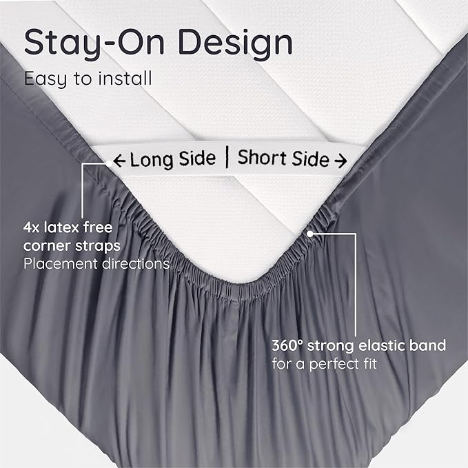 Bambaw 100% Viscose Derived from Bamboo Full Fitted Sheet, Cooling, Deep Pockets, Charcoal