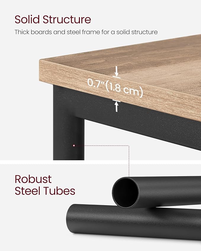 VASAGLE Side Table, Small End Table, Tall Nightstand, Steel Frame | - Image 6