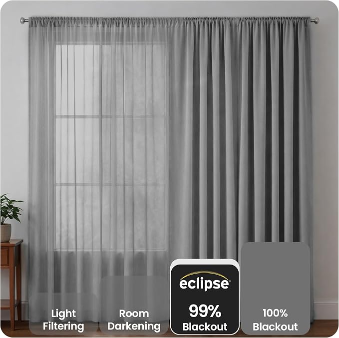 ECLIPSE Kendall Modern Blackout Thermal Rod Pocket Window Curtain - Image 4