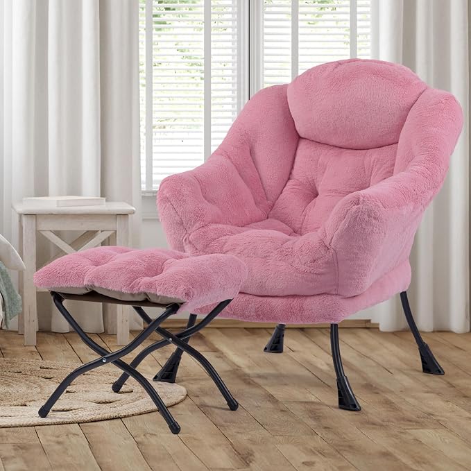 HollyHOME Lazy Chair with Foldable Ottoman, Accent Comfy Lounge Armchair and - Image 2
